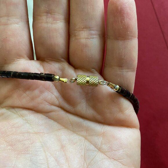 Brown and Gold Beaded Choker Necklace - Picture 3 of 4